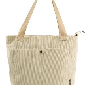 Beige Corduroy Tote Bag 13.78x3.94x15.75